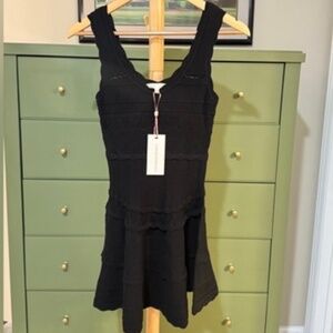 LoveShackFancy Ronelle Pointelle Scallop Mini Dress In Black, brand new.